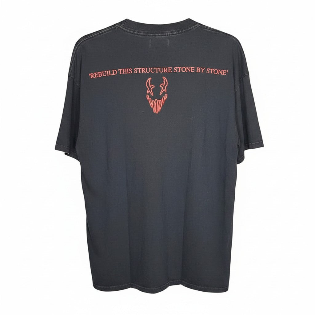 Velouria Vintage black 2003 Mushroomhead band t-shirt with red Rebuild This Structure graphic on the back
